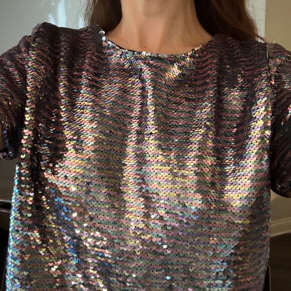 Sequins Boxy Crop Top - Picture 3 of 7